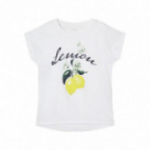 Μπλουζάκι από οργανικό βαμβάκι με γραφική εκτύπωση για κορίτσια, λευκό Name it 150349 