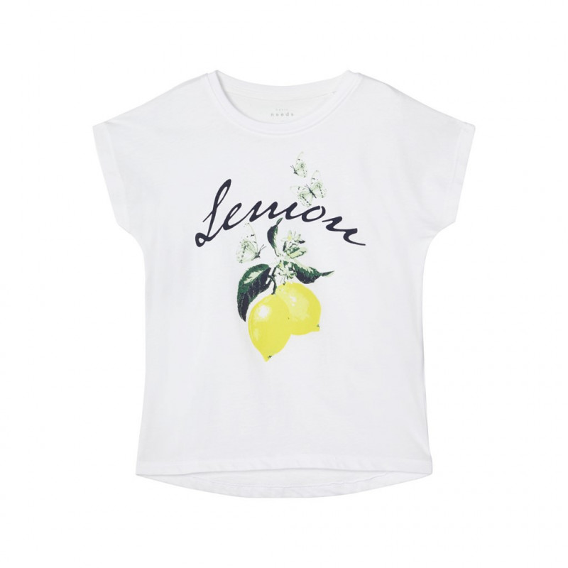 Μπλουζάκι από οργανικό βαμβάκι με γραφική εκτύπωση για κορίτσια, λευκό  150349