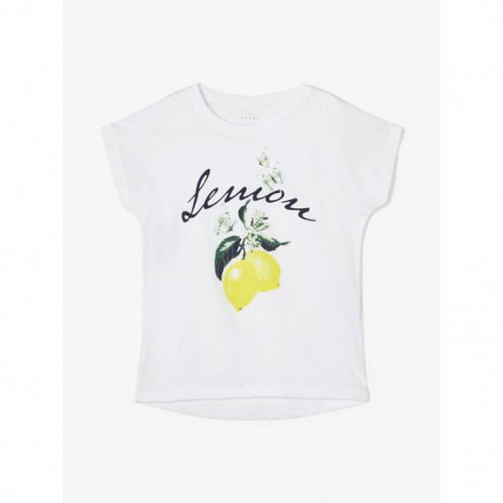Μπλουζάκι από οργανικό βαμβάκι με γραφική εκτύπωση για κορίτσια, λευκό Name it 150350 2