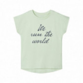 Μπλουζάκι από οργανικό βαμβάκι με γραφική εκτύπωση για κορίτσια σε χρώμα μέντας Name it 150361 
