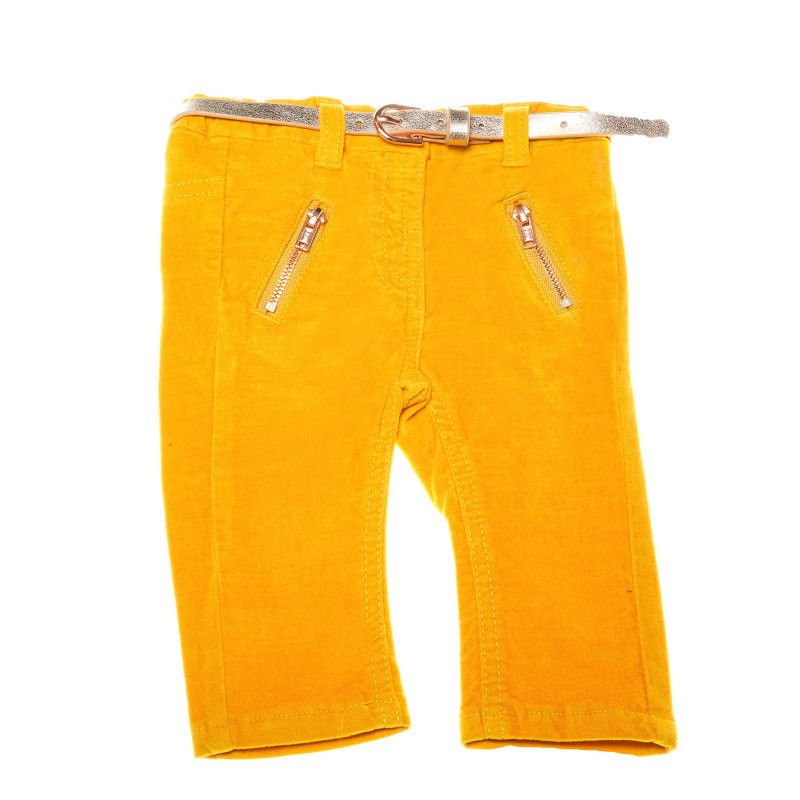 Παντελόνι με ζώνη για κορίτσια, κίτρινο  150656
