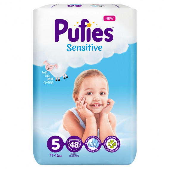 Diapers Pufies Sensitive, 5 Junior, Maxi Pack, 11-16 kg, 48 τεμάχια Pufies 151239 
