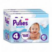 Diapers Pufies Sensitive, 4 Maxi, Μηνιαία συσκευασία, 9-14 kg, 168 τεμάχια Pufies 151243 