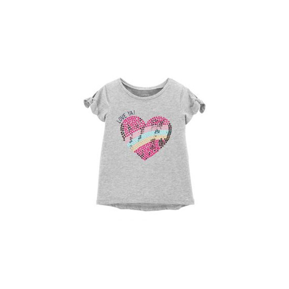 Βαμβακερό μπλουζάκι - Love you for girl, grey Carter's 151400 