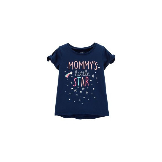 Βαμβακερό μπλουζάκι - Το μικρό αστέρι της μαμάς για ένα κορίτσι, σκούρο μπλε Carter's 151401 