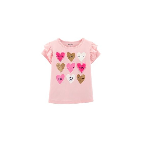 Βαμβακερό μπλουζάκι - Καρδιές για κορίτσι, ροζ Carter's 151402 