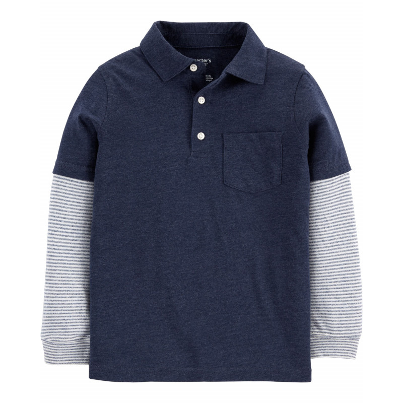 Πολυεπίπεδο πουκάμισο με γιακά για ένα αγόρι, σκούρο μπλε  151426