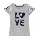 Βαμβακερό μπλουζάκι για ένα κορίτσι σε γκρι χρώμα - Floral Love Carter's 151437 