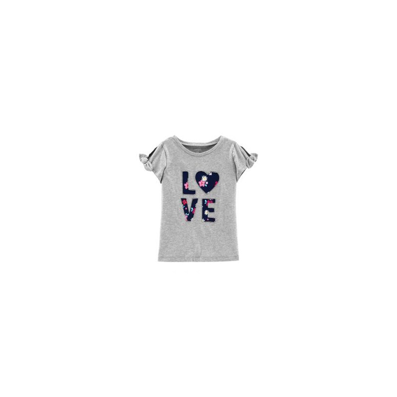 Βαμβακερό μπλουζάκι για ένα κορίτσι σε γκρι χρώμα - Floral Love  151437