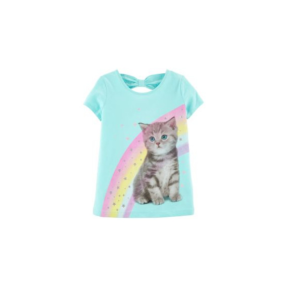 Βαμβακερό μπλουζάκι για ένα κορίτσι - Γατάκι με ουράνιο τόξο Carter's 151442 