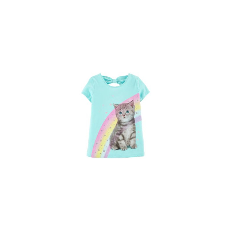 Βαμβακερό μπλουζάκι για ένα κορίτσι - Γατάκι με ουράνιο τόξο  151442