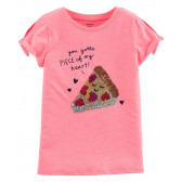 Μπλουζάκι με μια μεταβαλλόμενη εικόνα - Πίτσα, ροζ Carter's 151450 