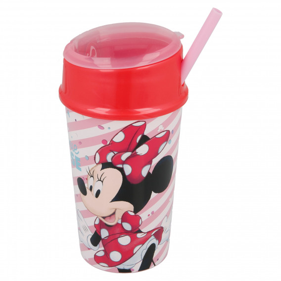 Κύπελλο με καπάκι, καλαμάκι και χώρο φαγητού Minnie Mouse, 400 ml Minnie Mouse 153144 