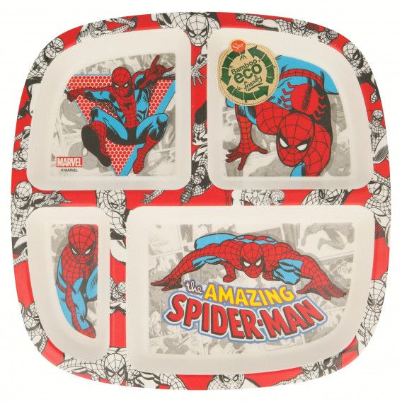 Μπαμπού πιάτο με χωρίσματα Spider-Man, 23 x 23 εκ. Spiderman 153169 
