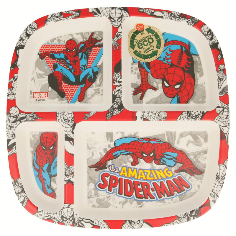 Μπαμπού πιάτο με χωρίσματα Spider-Man, 23 x 23 εκ.  153169