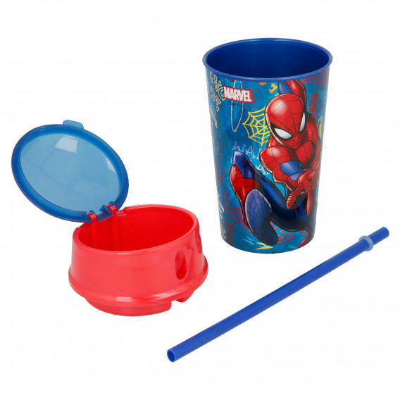 Κύπελλο με καπάκι, καλαμάκι και χώρο φαγητού - Spiderman, 400 ml Spiderman 153222 3