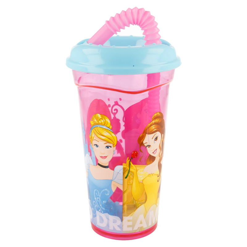 Ημιδιαφανές κύπελλο με καλαμάκι - Disney princesses, 400 ml  153232