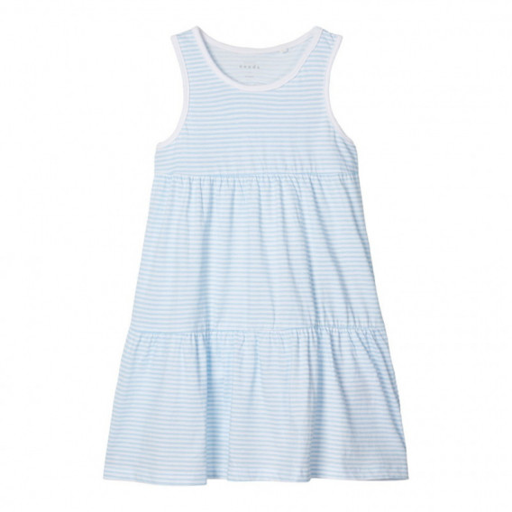 Αμάνικο λευκό και μπλε ριγέ φόρεμα από βιολογικό βαμβάκι για κορίτσια Name it 153526 