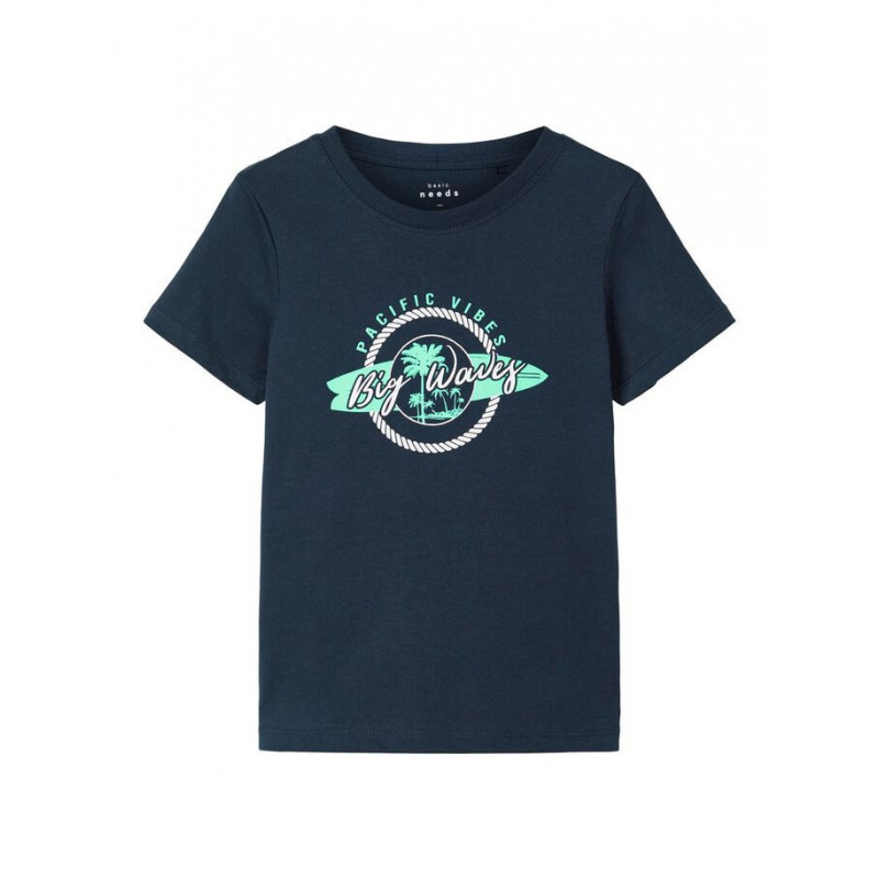 Μπλουζάκι από οργανικό βαμβάκι με γραφική εκτύπωση για μπλε κορίτσια  153544