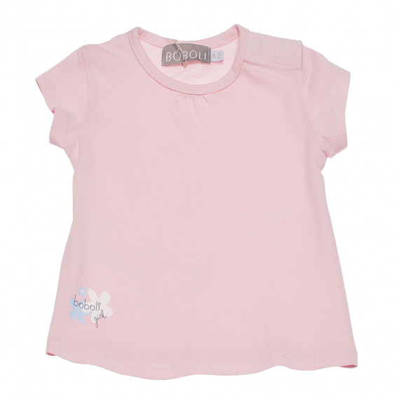 Βαμβακερό μπλουζάκι με λογότυπο για κοριτσάκι, ροζ Boboli 153775 