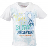 Βαμβακερό μπλουζάκι με γραφική εκτύπωση για ένα αγόρι σε λευκό χρώμα - Καλύτερη στιγμή για σερφάρισμα Boboli 153779 