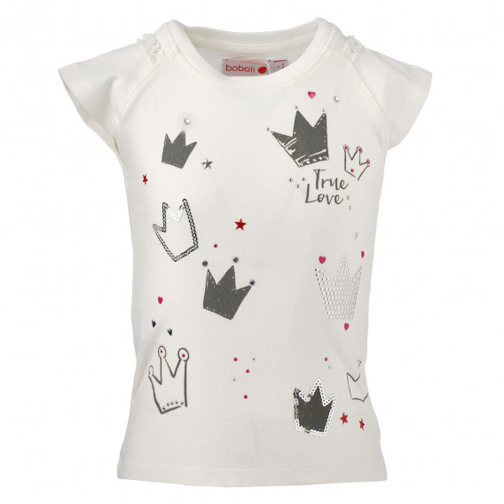 Μπλουζάκι με απλικέ λεπτομέρειες για ένα κορίτσι, λευκό Boboli 153789 