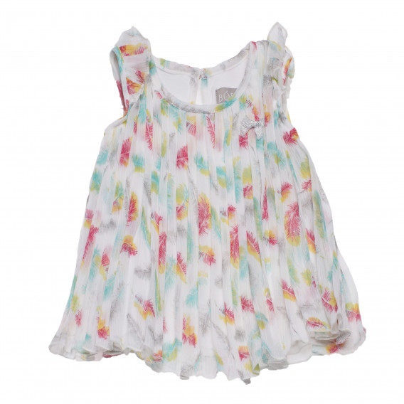 Πτυχωτό φόρεμα με πολύχρωμη εκτύπωση για ένα κορίτσι Boboli 154112 