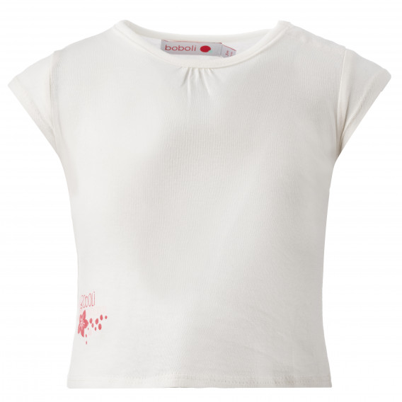 Βαμβακερό μπλουζάκι με τύπωμα για κοριτσάκια, λευκό Boboli 154802 