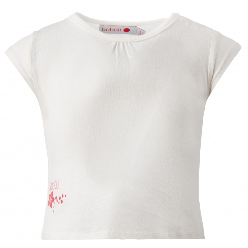 Βαμβακερό μπλουζάκι με τύπωμα για κοριτσάκια, λευκό  154802