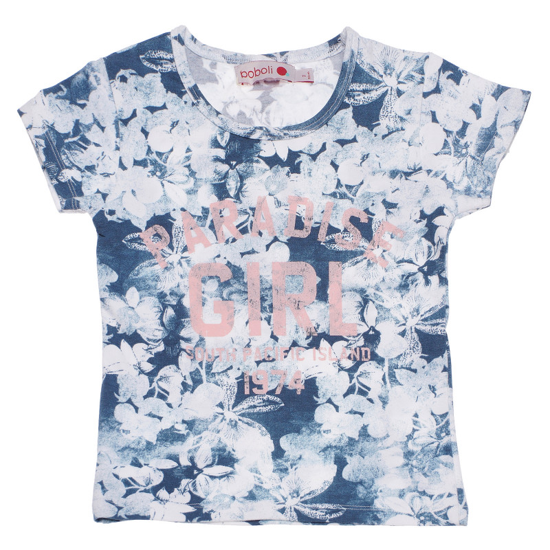 Μπλουζάκι με floral τύπωμα και επιγραφή για κορίτσια  154826