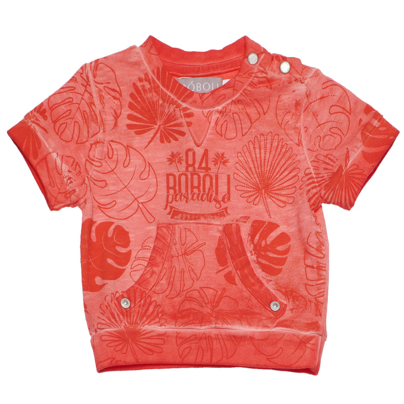 Βαμβακερό μπλουζάκι με floral τύπωμα για μωρά, πορτοκαλί  154854