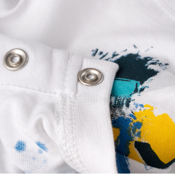 Βαμβακερό μπλουζάκι με έγχρωμη εκτύπωση για ένα αγόρι, λευκό - Rock &amp; roll Boboli 154910 4