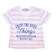 Μπλουζάκι σε λευκές και ροζ ρίγες για ένα μωρό - Απολαύστε τη ζωή Boboli 154930 