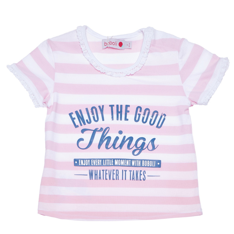 Μπλουζάκι σε λευκές και ροζ ρίγες για ένα μωρό - Απολαύστε τη ζωή  154930