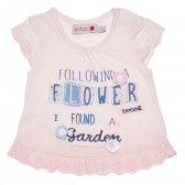 Βαμβακερό μπλουζάκι με βολάν και απλικέ για ένα κοριτσάκι, ροζ Boboli 154938 