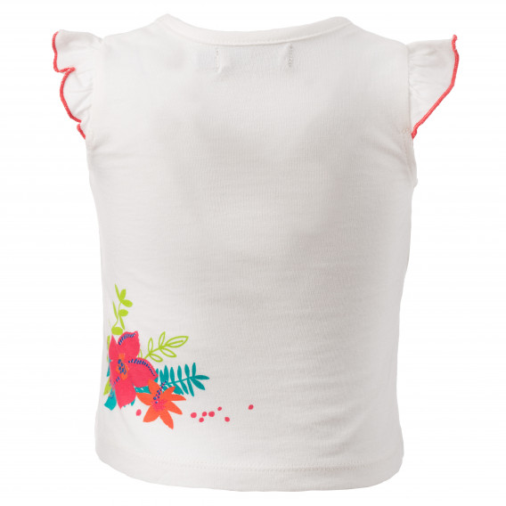 Βαμβακερό μπλουζάκι με βολάν στα μανίκια για κοριτσάκι, λευκό Boboli 154962 2