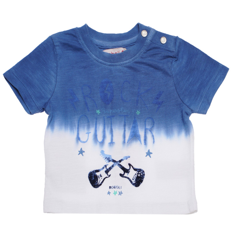Βαμβακερό μπλουζάκι για αγόρι σε μπλε και άσπρο χρώμα - Κιθάρα  154973
