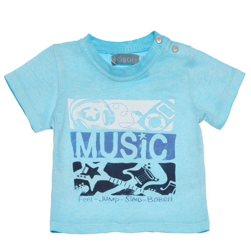 Βαμβακερό μπλουζάκι αγοράκι σε γαλάζιο χρώμα - Μουσική  154993