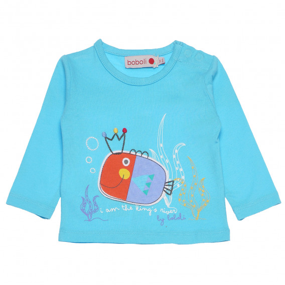 Βαμβακερό μπλουζάκι με γραφική εκτύπωση για το μωρό - Fish Boboli 155005 