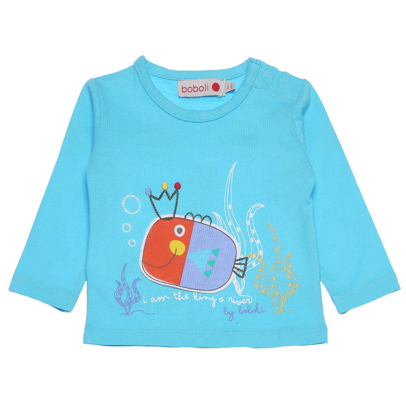 Βαμβακερό μπλουζάκι με γραφική εκτύπωση για το μωρό - Fish  155005