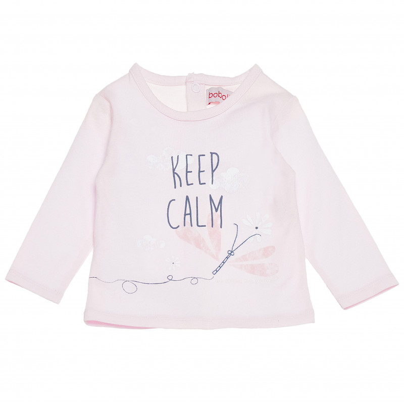 Βαμβακερή μπλούζα για κοριτσάκι σε ροζ χρώμα - Μείνετε ήρεμοι  155017