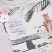 Μπλούζα με γραφική εκτύπωση και απλικέ για ένα κοριτσάκι, γκρι Boboli 155023 3