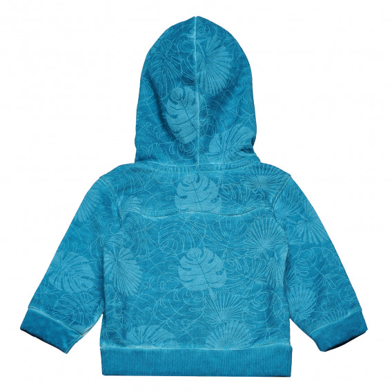 Βαμβακερή μπλούζα με κουκούλα και λουλουδάτο τύπωμα για αγόρια, μπλε Boboli 155434 2