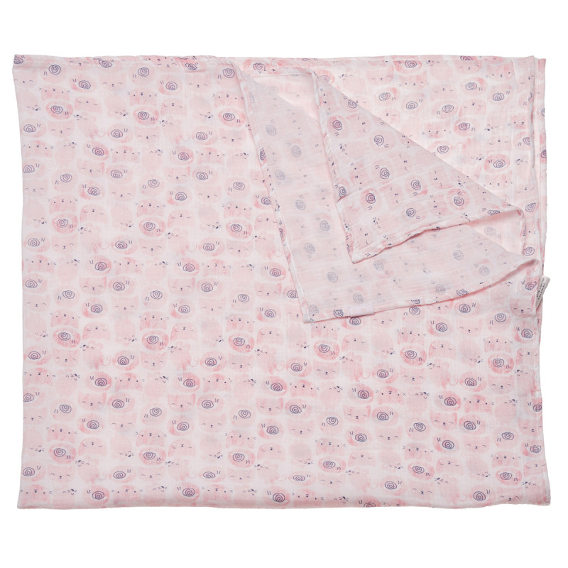 Βαμβακερό φύλλο με τύπωμα γατάκια για κορίτσια, ροζ  155672