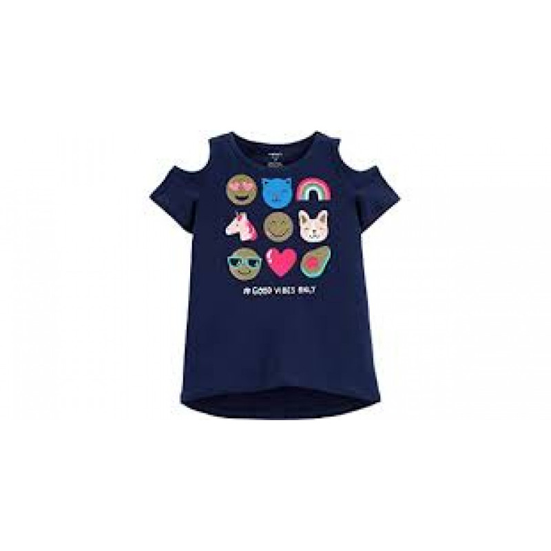 Βαμβακερό μπλουζάκι με ώμους για ένα κορίτσι - Emoji  159630