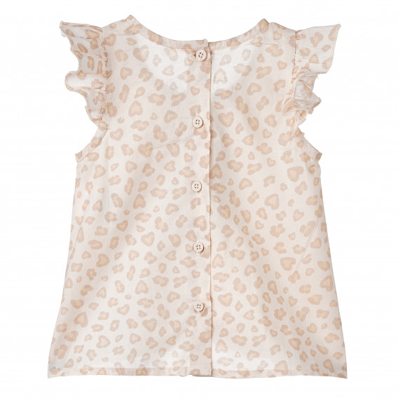 Βαμβακερό αμάνικο πουκάμισο για ένα κοριτσάκι, μπεζ ζωική εκτύπωση Benetton 160310 4