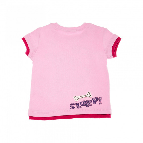 Βαμβακερό μπλουζάκι για κορίτσια, μοβ με τύπωμα σκύλου Benetton 161072 2