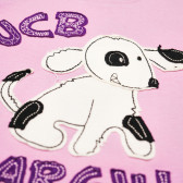 Βαμβακερό μπλουζάκι για κορίτσια, μοβ με τύπωμα σκύλου Benetton 161073 3