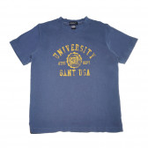 Βαμβακερό μπλουζάκι για αγόρια, μπλε με κίτρινη εκτύπωση Gant 161153 