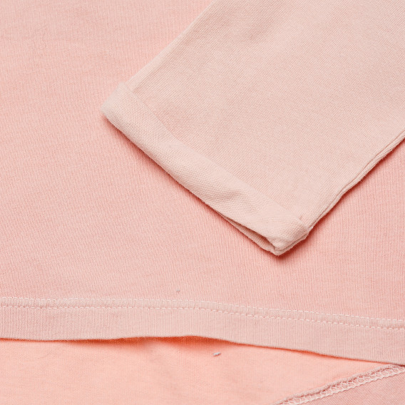 Ροζ μακρυμάνικη βαμβακερή μπλούζα με τύπωμα καρδιάς για κορίτσια Benetton 163699 3